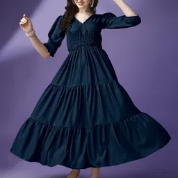 Jash Creation Applique Crepe Fit & Flare Maxi Dress-image-6
