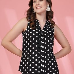 BEING NAUGHTY Women Polka Dot Printed Applique Crepe Top-image-13
