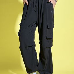 DIMPY GARMENTS Women Relaxed Loose Fit High-Rise ParachuteTrousers-image-92