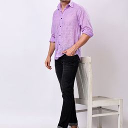 Erenchino Comfort Fit Textured Spread Collar Casual Shirt-image-86