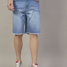 The Roadster Lifestyle Co Men Pure Cotton Relaxed Fit Patch Denim Shorts-picture-4