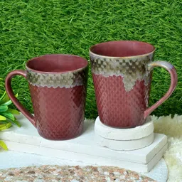 Myntra Elegant Homes Maroon 2 Pieces Printed Ceramic Glossy Mugs-40