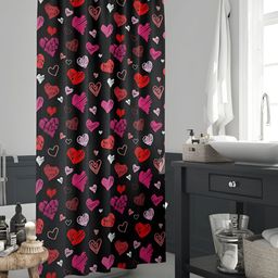ArtzFolio Black & Pink Printed Waterproof Shower Curtain-image-28