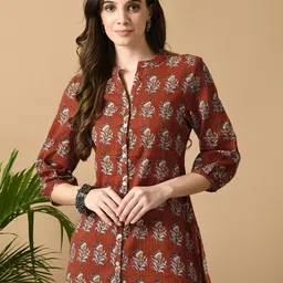 MEESAN Mandarin Collar Printed Ethnic Tunic-picture-50