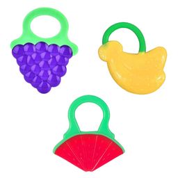 Kritiu 3-Pcs Kids Blue & Red Non-Toxic Food-Grade Silicone Baby Teether-5