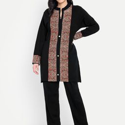 HAUTEMODA Embroidered Woolen Tunic With Trousers Co-Ords-image-52