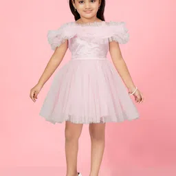 BAESD Flutter Sleeve Net Fit & Flare Dress image 1