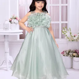 Tiny Kingdom Girls Solid Embellished Ruffles Maxi Dress-image-53