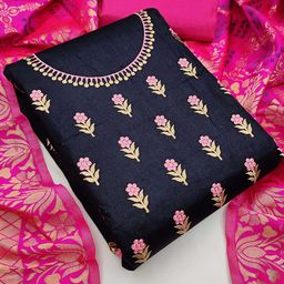 SAINOOR Embroidered Semi-Stitched Dress Material-image-66