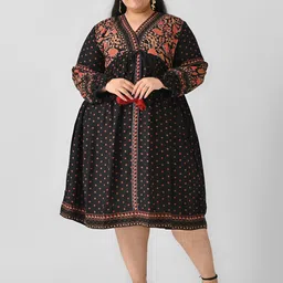 Shape of me by Rustorange Ethnic Motifs Print Fit & Flare Midi Dress-73