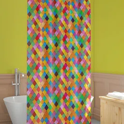 ArtzFolio Blue & Green Geometric Printed Waterproof Shower Curtain-image-46