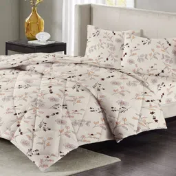 VAS COLLECTIONS Off White 4 Pieces Printed Superfine Double Extra Large Bedding Set-45