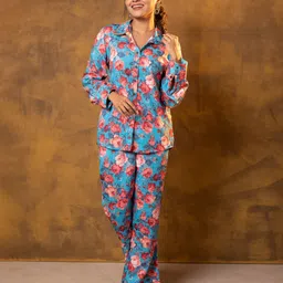 Vinya Floral Printed Shirt Collar Long Sleeves Shirt With Trouser-picture-15