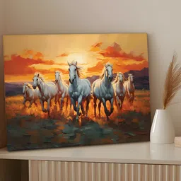 Art Street Orange Running Horses Birds And Animals Canvas Wall Art-46