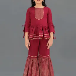 BAESD Girls Printed Regular Kurta with Sharara-picture-12