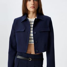 Koton Shirt Collar Cropped Coat-picture-34