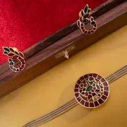PANASH Gold-Plated Artificial Stones-Studded Jewellery Set-11
