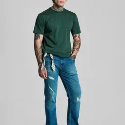 Snitch Men Blue Mid-Rise Bootcut Jeans-image-55