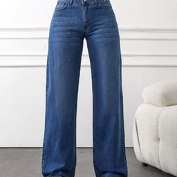BAESD Women Comfort Wide Leg Light Fade Stretchable Jeans-image-83