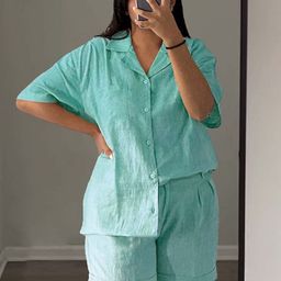 Medh Linen Shirt Collar Shirt With Shorts Co-Ords-image-6