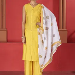 MINGORA Women Regular Kurta with Trousers & With Dupatta-picture-12