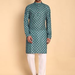 Vardha Floral Printed Mandarin Collar Cotton Straight Kurta-image-87