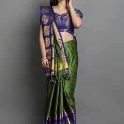 DIVASTRI Ethnic Motifs Zari Silk Cotton Mysore Silk Saree-image-60