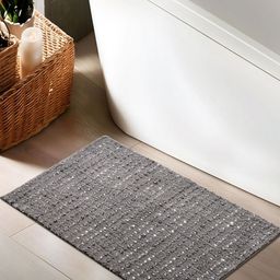 Home Centre Berlin Adina Grey & White Quick Drying Anti-Slip Bath Mat-66
