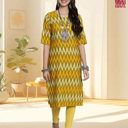 HERE&NOW Women Pack of 2 Chevron Printed Daily Straight Kurtas-image-78