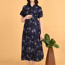 GOLDSTROMS Women Maternity Floral Printed A-Line Dress-picture-15