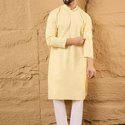 House of Pataudi Embroidered Thread Work Mandarin Collar Straight Kurta-image-87