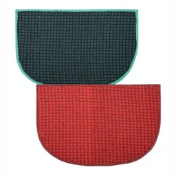 Aura Red & Green 2 Pieces D-Shap Woolen Anti-Skid Doormats-picture-44