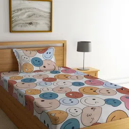 Myntra Elegant Homes White Cartoon Printed 300 TC Single Bedsheet Set 2.20 m x 1.50 m-image-56