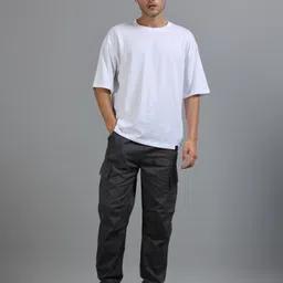 SILISOUL Men Cotton Relaxed Loose Fit Cargos Trousers-picture-56