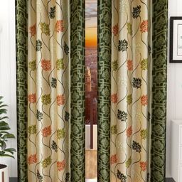 Galaxy Home Decor Green 2 Pieces Floral Window Curtain-image-65