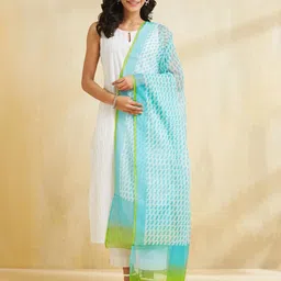 Fabindia Ethnic Motifs Printed Cotton Silk Dupatta-picture-49