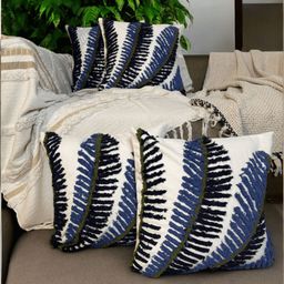 LUSHLYF Blue & White Set of 4 Quirky Square Cushion Covers-4