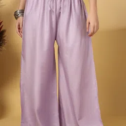 Clora Creation Women Solid Lavender Flared Ethnic Palazzos-image-30