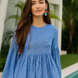 4WRD by Dressberry Women Polka Dot Printed Bell Sleeve Peplum Top-picture-17