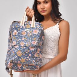 Taavi Floral Block Printed Canvas Backpack-picture-27