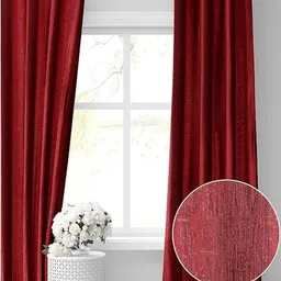 Aura Maroon 2 Pieces Abstract Printed Textured Room Darkening Door Curtain-52