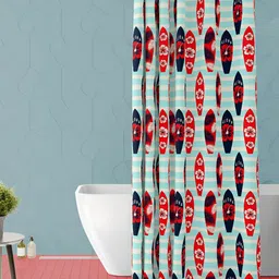 ArtzFolio Black & Red Abstract Printed Waterproof Shower Curtain-49