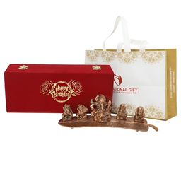 INTERNATIONAL GIFT Brown Ganesh Idol Metal Showpiece With Birthday Tag & Velvet Box-image-80