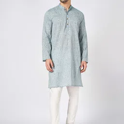 indus route by Pantaloons Men Thread Work Kurta-19