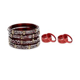 SOMIL Set of 12 Maroon Alloy Bangles-image-43