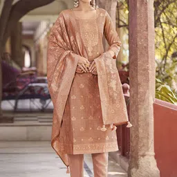 KALINI Women Woven Straight Silk Blend Kurta with Trousers & With Dupatta-picture-24