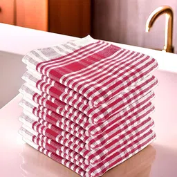 Kuber Industries Pink & White 18 Pieces Printed Cotton Kitchen Towels-image-92