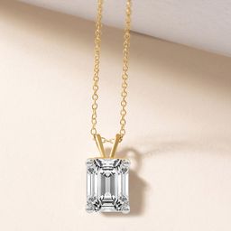 Sparkles Women 14Kt Gold Prong Emerald Pendant With 0.75 Carat Lab Grown Diamond - 0.8g-picture-0