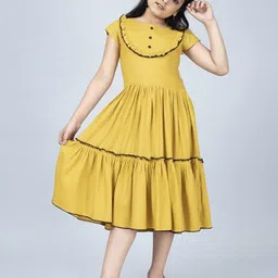 MODERN DREAM Girls Solid Round Neck Fit & Flare Knee Length Dress-picture-51