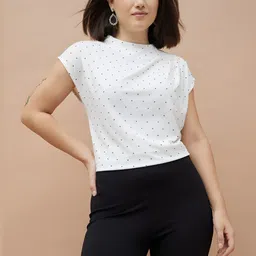 CODE by Lifestyle Women Polka Dot Print Slim FitT-shirt-23